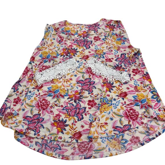 Stem & Vine 2X Floral & Lace Womens Top 97% Polyester - Picture 5 of 6
